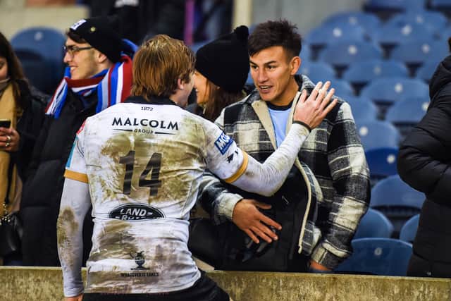 Sebastian Cancelliere, left, with Celtic full back Alexandro Bernabei during last year's 1872 Cup match at Murrayfield.