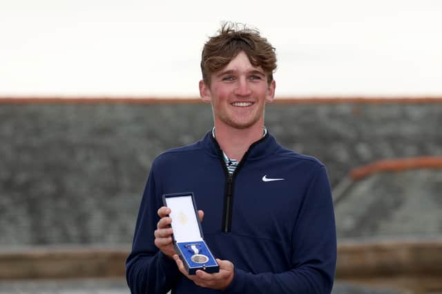 Nairn’s Calum Scott shows off the Silver Medal after finishing as leading amateur in the 152nd Open at Royal Troon