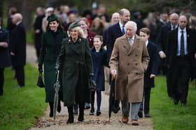  King Charles III and Queen Camilla followed by (second row, left to right) the Princess of Wales, Princess Charlotte, the Prince of Wales and Prince George attending the Christmas Day morning church service at St Mary Magdalene Church in Sandringham. PIC: Aaron Chown/PA Wire