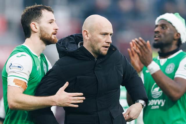 Hibs head coach David Gray hailed his players for their derby performance against Hearts.