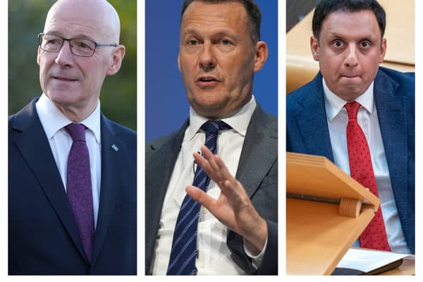 John Swinney, Russell Findlay and Anas Sarwar