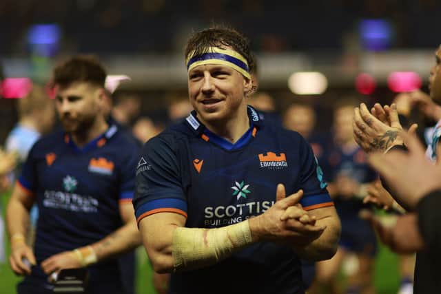 Edinburgh's Hamish Watson is all smiles after the 10-7 win over Glasgow Warriors at Scottish Gas Murrayfield.