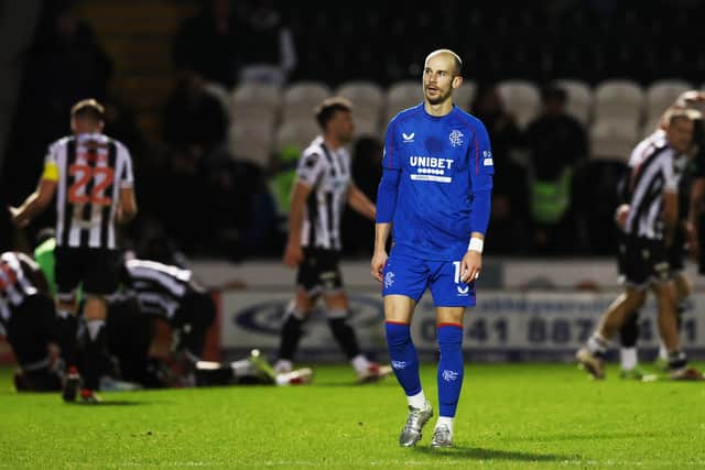 Rangers' Vaclav Cerny is dejected as St Mirren celebrate their injury-time winner on Boxing Day. (Photo by Craig Williamson / SNS Group)