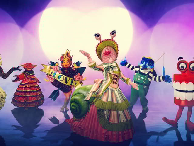 The Masked Singer s6 - Spaghetti Bolognese, Crab, Tattoo Heart, Snail, Kingfisher, Teeth