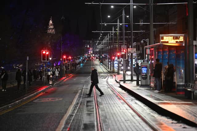 Princes Street was virtually deserted on Hogmanay after the city’s outdoor events were called off. 