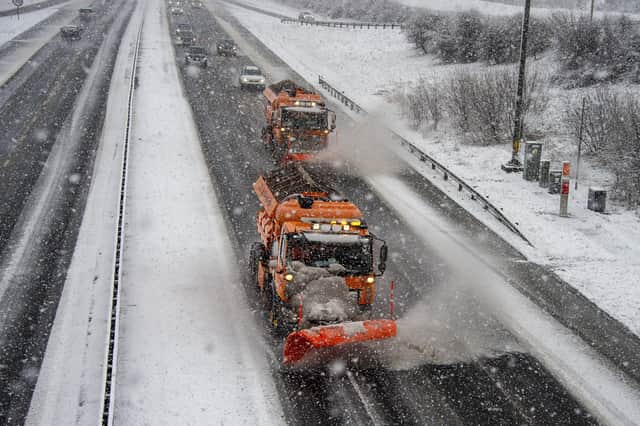 Snowploughs at work on the M8 at Heartlands in Whitburn, West Lothian, on New Year's Day