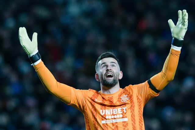 Liam Kelly celebrates Rangers' win over Celtic.
