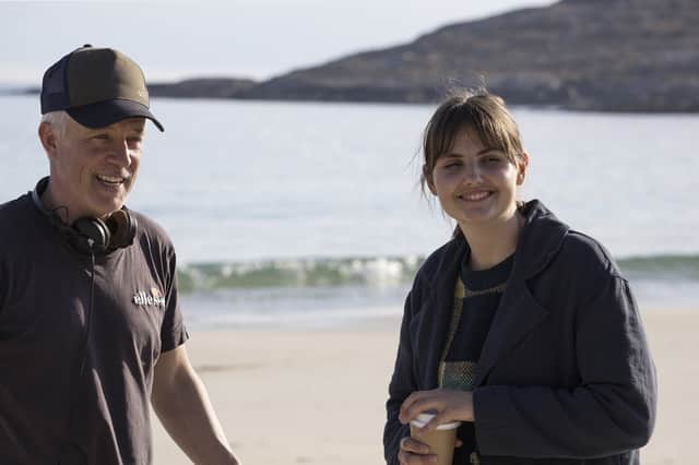 Director Tom Sullivan and actress Meredith Brook during filming of the new BBC murder mystery series An t-Eilean, which was filmed on Lewis and Harris. Picture: Black Camel Pictures/BBCAlba/John Maher