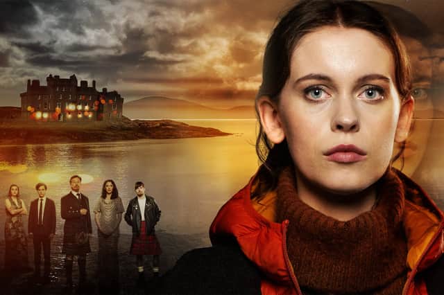 Meredith Brook, Sam James Smith, Iain MacRae, Sinead MacInnes, Andrew Macinnes and Sorcha Groundsell star in the new BBC murder mystery series An t-Eilean, which was filmed on Lewis and Harris. Picture: Black Camel Pictures/BBCAlba/John Maher