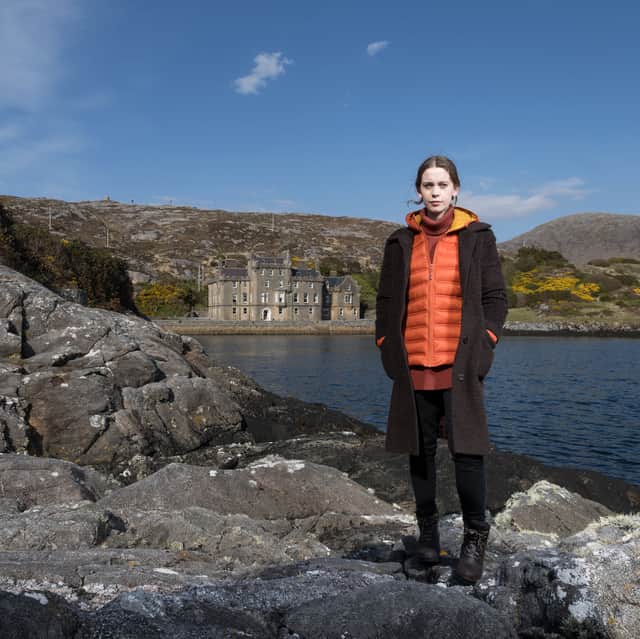 Sorcha Groundsell as Kat in An t-Eilean (The Island), filmed on Harris and Lewis