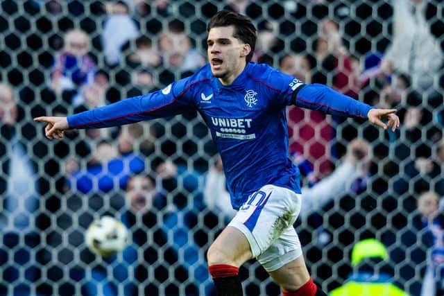 Rangers' Ianis Hagi celebrates scoring the opener in the 3-0 win over Celtic at Ibrox.  (Photo by Craig Foy / SNS Group)