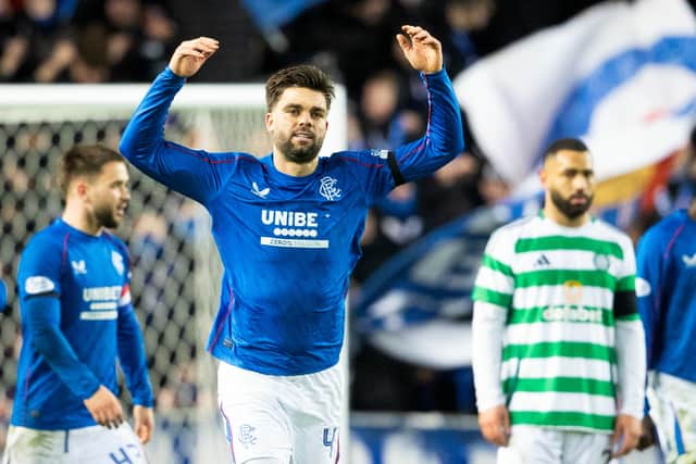 Rangers defender Robin Propper celebrates after scoring to make it 2-0 over Celtic in the New Year derby at Ibrox. (Photo by Alan Harvey / SNS Group)