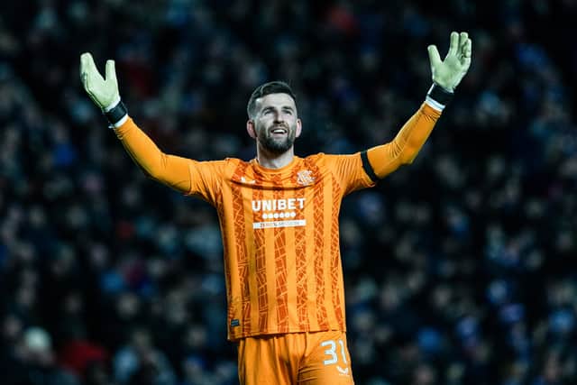 Liam Kelly celebrates Rangers win over Celtic at Ibrox. Cr: SNS Group.