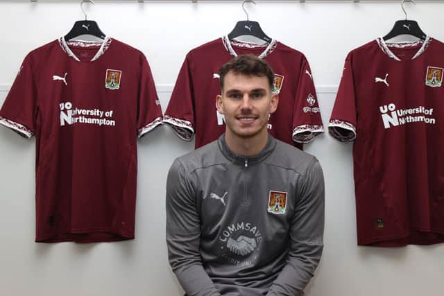 Northampton Town new signing Liam Shaw poses during a photo call at Sixfields. Cr: Pete Norton/Getty Images.
