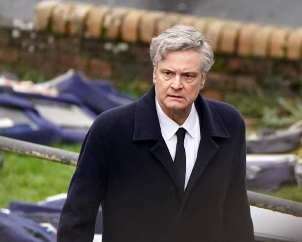 Colin Firth on set in Bathgate, West Lothian, during the filming for Sky drama Lockerbie: A Search For Truth