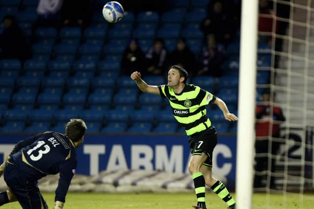 Robbie Keane plays for Celtic in a match against Kilmarnock.