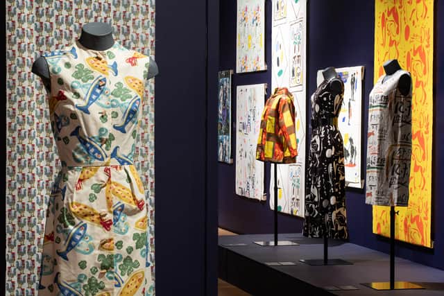 Installation view of Artist Textiles: Picasso to Warhol
