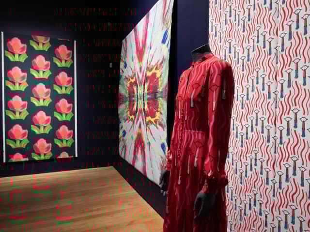Installation view of Artist Textiles: Picasso to Warhol