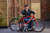 Martyn Ashton with his  Volvo Cannondale trials bike from circa  1997 at the Cycle Show, Alexandra Palace, London, April 2022 