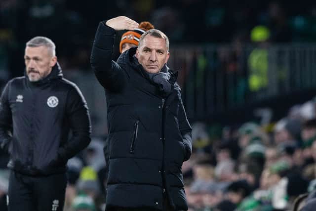 Celtic manager Brendan Rodgers during the 2-0 win over Dundee United. (Photo by Craig Williamson / SNS Group)