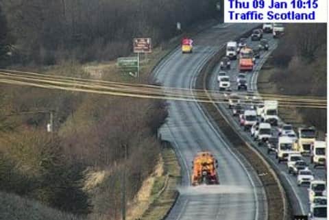 The scene at the Straiton junction on the bypass, shortly before the westbound carriageway was re-opened at around 10.30am.