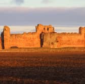 East Lothian's Tantallon Castle glows in the "Golden Hour" before sunset 