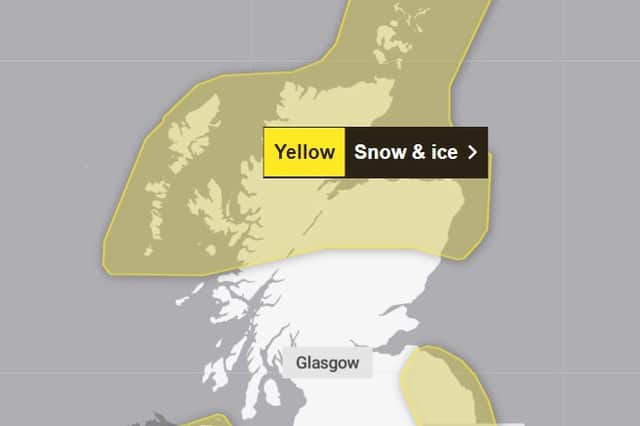 The yellow weather warning for snow and ice has been extended into Friday for parts of Scotland