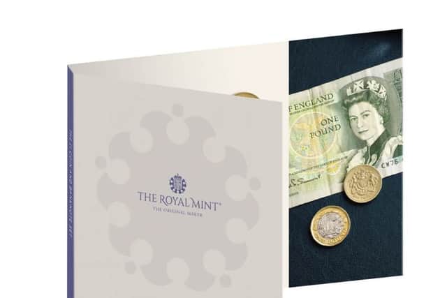 The Royal Mint's presentation set includes two £1 coins
