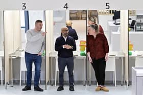 Councillor Allan Casey, Dr Saket Priyadarshi, associate medical director for alcohol and drug services at NHS Greater Glasgow & Clyde, and Lynn MacDonald, service manager at The Thistle facility. Picture: John Devlin. 