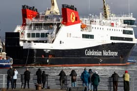 The long-delayed Glen Sannox ferry leaving the Ferguson Marine shipyard on the Clyde. Picture: Jeff J Mitchell 