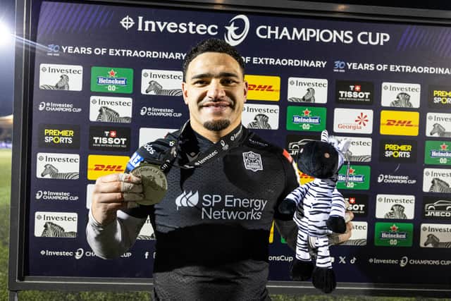 Glasgow Warriors' Sione Tuipulotu scored a try against Racing 92 and was named player of the match.