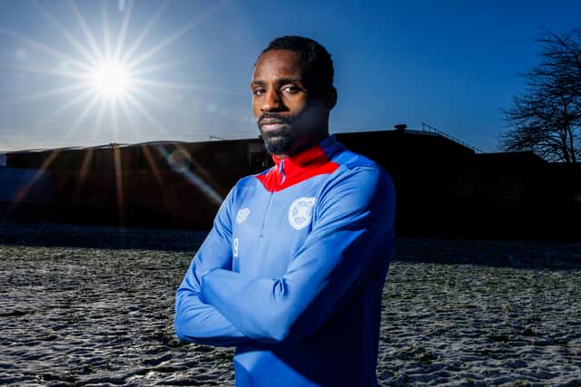 Hearts new signing Elton Kabangu pictured outside the Oriam training centre in Edinburgh ahead of his anticipated debut in Aberdeen this weekend. (Photo by Mark Scates / SNS Group)