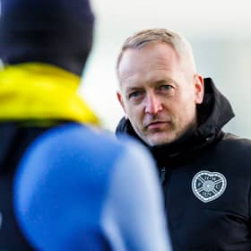 Neil Critchley during a Heart of Midlothian training session at the Oriam, on January 10, 2025, in Edinburgh, Scotland. (Photo by Mark Scates / SNS Group)