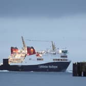 The Glen Sannox ferry journeys from Brodick on Isle of Arran to Troon on its first official day in service
