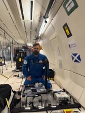 Dr Gilles Bailet on board the 'vomit comet'.
