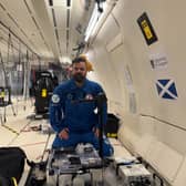 Dr Gilles Bailet on board the 'vomit comet'.