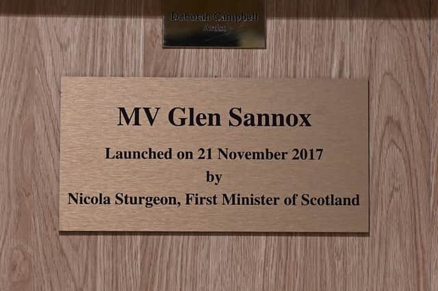 Plaque above a staircase in Glen Sannox