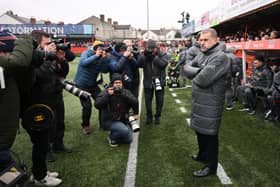 Ange Postecoglou, manager of Tottenham Hotspur, looks on prior to the Emirates FA Cup third round match against Tamworth at The Lamb Ground. (Photo by Michael Regan/Getty Images)