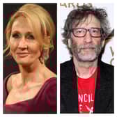 Authors JK Rowling (left) and Neil Gaiman (right)