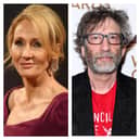 Authors JK Rowling (left) and Neil Gaiman (right)