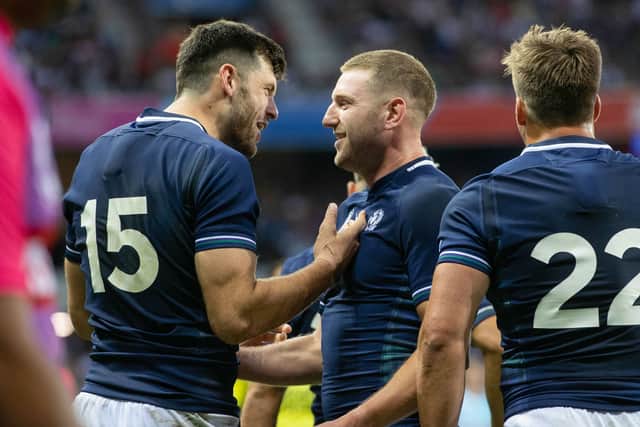 Blair Kinghorn (left) and Finn Russell bring a sprinkling of stardust to Scotland's backline. (Photo by Craig Williamson / SNS Group)