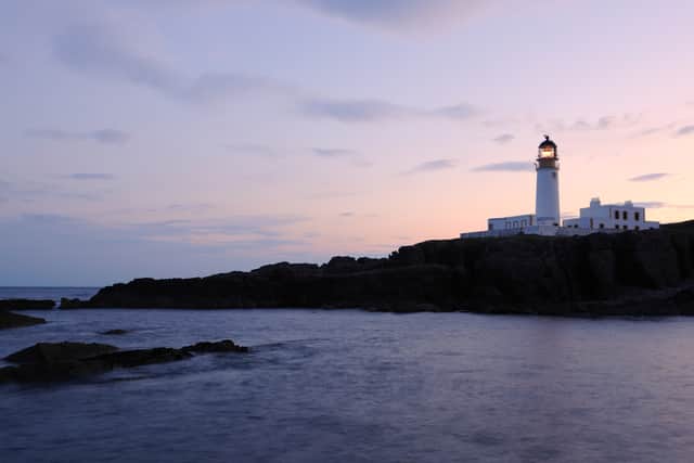 Rubha Reidh Lighthouse, near Gairloch in Wester Ross, stands at the entrance to Loch Ewe, at one of the most dramatic locations on the north-west