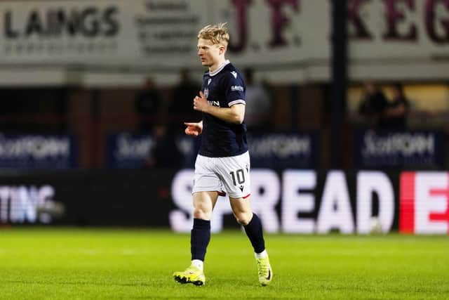 Dundee's Lyall Cameron was brought on as a late substitute in the 3-3 draw with Celtic. (Photo by Craig Foy / SNS Group)