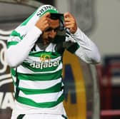 Celtic's Adam Idah after being substituted during the 3-3 draw against Dundee. (Photo by Craig Williamson / SNS Group)