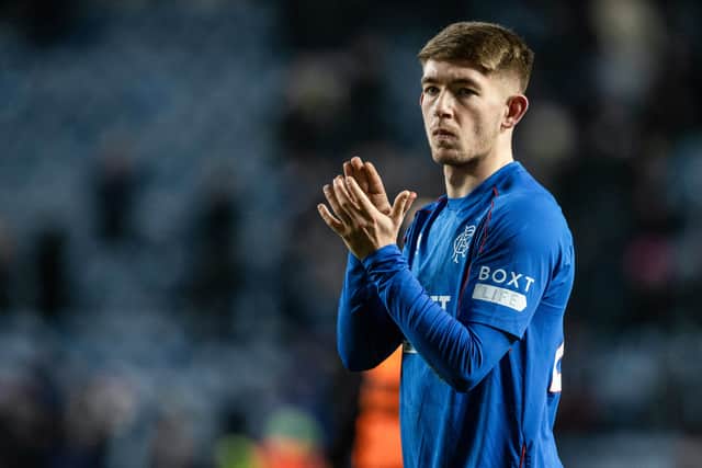 Rangers youngster Robbie Fraser at full time after his substitute appearance against Tottenham at Ibrox in December. (Photo by Alan Harvey / SNS Group)