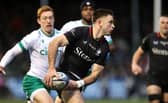 Fergus Burke in action for Saracens against Northampton Saints.