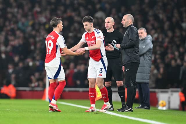 Kieran Tierney came on for Arsenal against Tottenham.