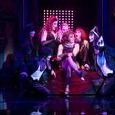 From left to right: Natasha Hoeberigs (Magenta), Job Greuter (Riff Raff), Jason Donovan (Frank N Furter) and Lauren Chia (Janet) in The Rocky Horror Show