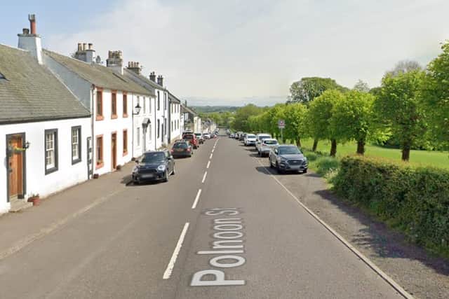 Polnoon Street in Eaglesham has been closed following the collision