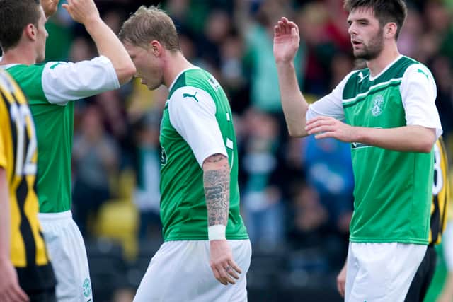 Cillian Sheridan, right, played in a friendly for Hibs against East Fife in 2011.